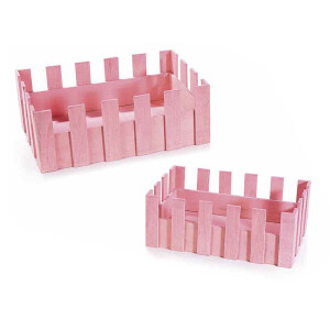 Set 2 cosuri din lemn roz 27x18x10 cm