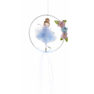Coronita suspendabila decorata cu Balerina albastra 15 cm