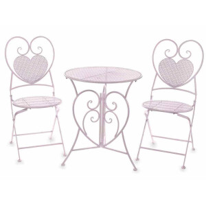 Set 2 scaune pliabile si 1 masa din fier roz 42x49x93 cm