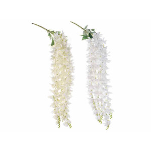 Set 2 ramuri cu flori artificiale albe crem 80 cm