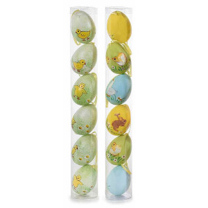 Set 12 oua decorative din plastic multicolor 53A 4x6 cm