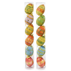 Set 12 oua decorative din plastic multicolor 53B 4x6 cm