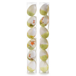 Set 12 oua decorative din plastic multicolor 53C 4x6 cm