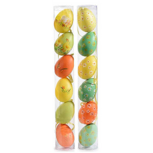 Set 12 oua decorative din plastic multicolor 53E 4x6 cm