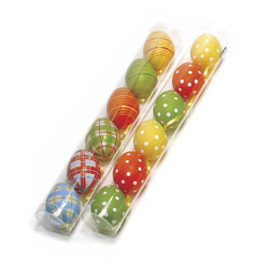 Set 12 oua decorative din plastic multicolor 22A 5x6 cm