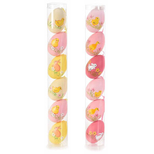 Set 12 oua decorative din plastic multicolor 16A 5x8 cm