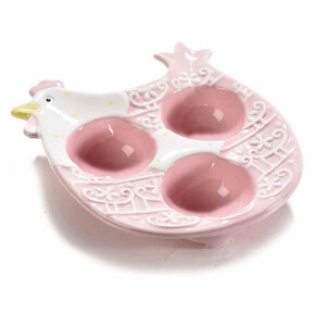 Platou pentru oua Paste din ceramica roz 15x13x4 cm