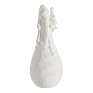 Figurina Mos Craciun din ceramica alba 11x10x34 cm