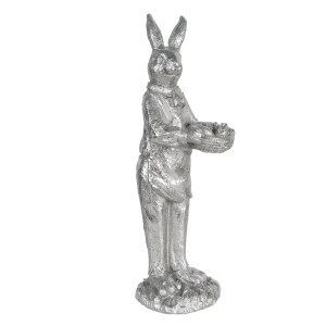 Figurina Iepuras Boy din polirasina argintie 13x11x33 cm