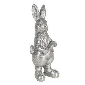Figurina Iepuras Boy din polirasina argintie 6x6x13 cm