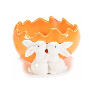 Ou Paste ceramica model Iepurasi portocaliu 11 cm x 11 cm x 6 h