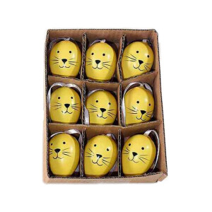 Set 9 oua decorative Paste din plastic galben 3x4 cm