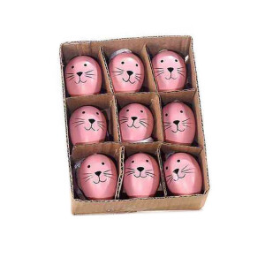 Set 9 oua decorative Paste din plastic roz 3x4 cm