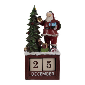 Calendar cu figurina Mos Craciun din polirasina 16x10x34 cm