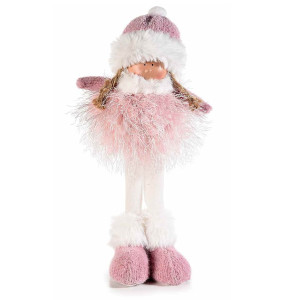 Figurina Inger Girl din portelan si textil alb roz 13x9x28 cm