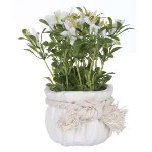 Flori artificiale albe in ghiveci ceramica alba Ø 9 cm x 17 h