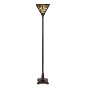 Lampadar cu baza din polirasina maro si abajur sticla Tiffany 31 cm x 31 cm x 187 h 