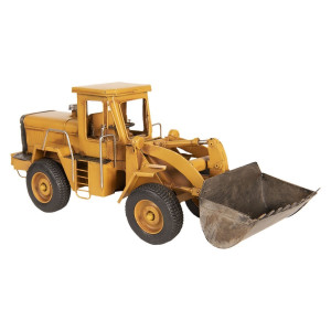 Macheta Excavator Retro din metal galben 16 cm x 6 cm x 10 h