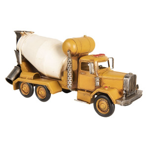 Macheta Camion Retro cu betoniera din metal galben 37 cm x 12 cm x 17 h