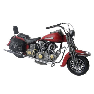 Macheta Motocicleta Retro din metal rosu 38 cm x 14 cm x 20 h