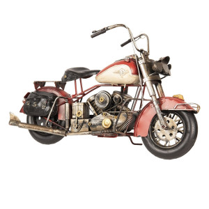 Macheta Motocicleta Retro din metal rosu 42 cm x 17 cm x 24 h