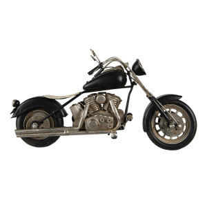 Macheta Motocicleta Retro din metal negru gri 27x10x15 cm