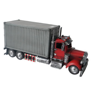 Macheta camion retro metal gri rosu 36 cm x 13 cm x 16 cm