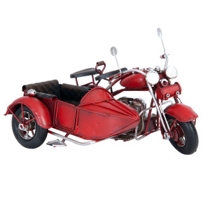 Macheta motocicleta cu atas retro metal rosie 18 cm x 14 x cm 11 cm