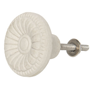 Buton mobila din fier si ceramica crem 4x3 cm