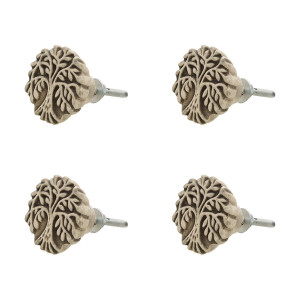 Set 4 butoni mobilier din ceramica gri model Copac 4x3 cm