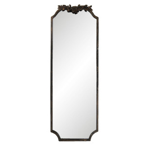 Oglinda de perete cu rama din fier negru antichizat 50 cm x 4 cm x 142 cm