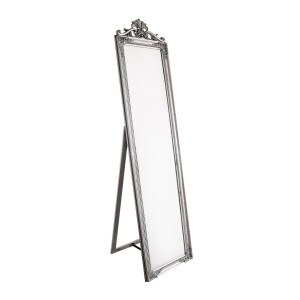 Oglinda decorativa de podea cu rama lemn argintie patinata Miro 45x7x180 cm