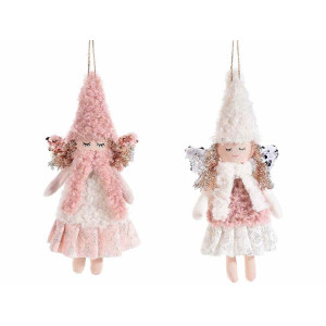 Set 2 ornamente brad din textil model Ingeri 10x26 cm