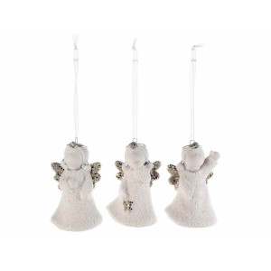 Set 3 ornamente brad din portelan alb model Inger 6x5x9 cm
