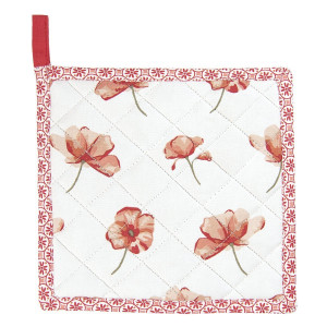 Suport pentru vase fierbinti din bumbac alb rosu 20 cm x 20 cm 