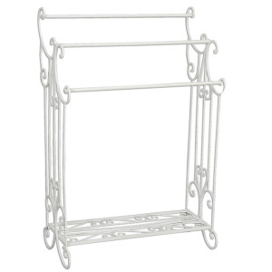 Suport prosoape cu polita fier forjat alb 61 cm x 33 cm x 92 cm 