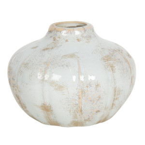 Vaza pentru flori ceramica alba maro Ø 14 x 11 h