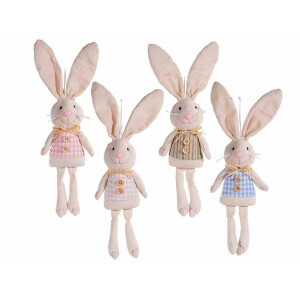 Set 4 figurine Iepurasi textil multicolor 33 cm