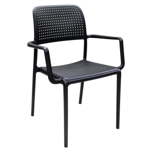 Scaun stivuibil, plastic negru, Denton 59x53x85 cm