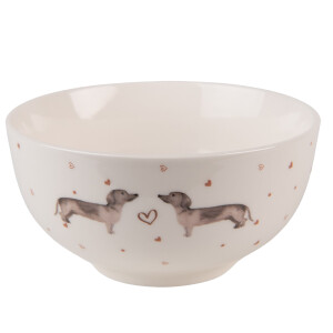 Set 2 boluri portelan bej maro Catelusi 14x7 cm, 500 ml