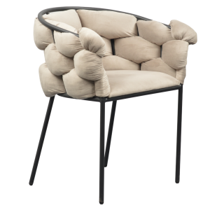 Fotoliu catifea bej metal negru Dorota 63x51x75 cm