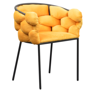 Fotoliu catifea galbena metal negru Dorota 63x51x75 cm