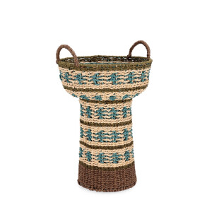 Cos decorativ hartie maro natur turcoaz Kya ø36x39h