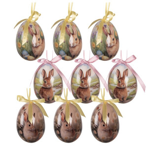 Set 9 oua decorative Paste Iepurasi multicolor Ø 5x8 cm