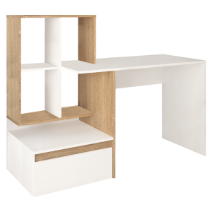 Birou DTD alba stejar sonoma Eross 145x51,6x111,5 cm