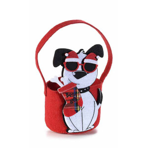 Gentuta cadou Craciun, textil 8x18 cm