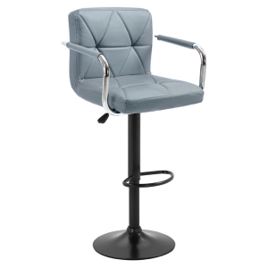 Scaun bar piele ecologica gri metal negru Fabiola 52x50x92-112 cm