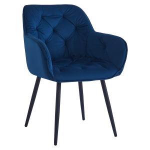 Fotoliu de design catifea albastra metal negru Fedris 61.5x59,5x80 cm