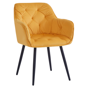 Fotoliu de design catifea galbena metal negru Fedris 61.5x59,5x80 cm