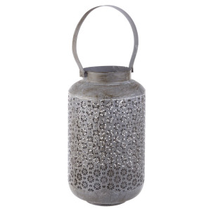 Felinar metal gri antichizat Kyral 21 cm x 21 cm x 37 h 
